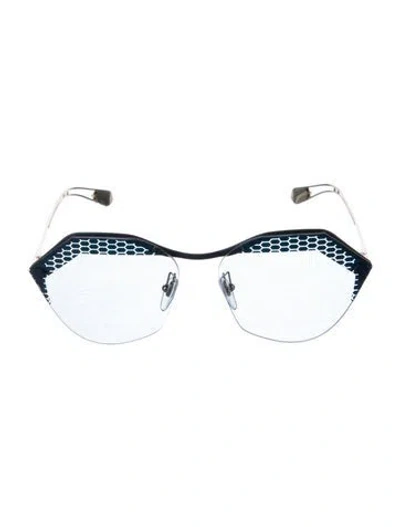 Pre-owned Bvlgari Round Tinted Sunglasses In Blue