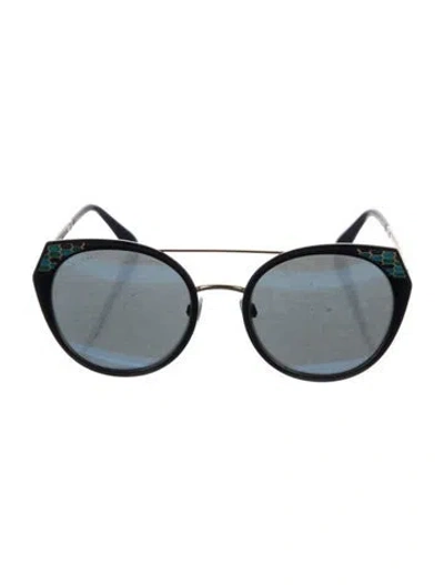 Pre-owned Bvlgari Round Tinted Sunglasses In Blue