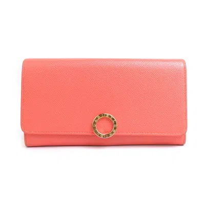 Pre-owned Bvlgari Salmon Pink Leather Long Wallet (bi-fold) ()