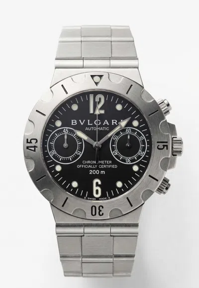 Bvlgari Scuba Diagono Chronograph 38mm Stainless Steel Watch In Gray
