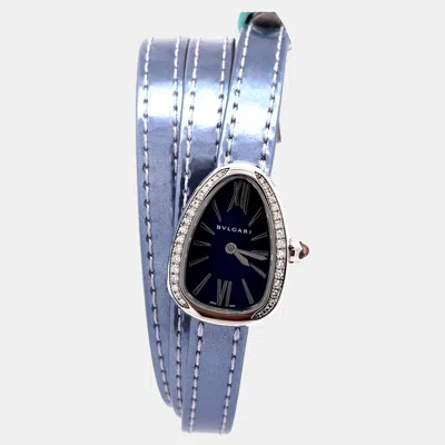 Pre-owned Bvlgari Serpenti 102967 Quartz Blue Stainless Steel Women's Wristwatch 35 Mm