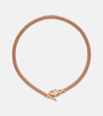 Bvlgari Serpenti 18kt Rose Gold Necklace With Diamonds And Onyx In Burgundy