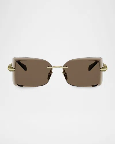 Bvlgari Serpenti 62mm Metal Rectangular Sunglasses In Brown