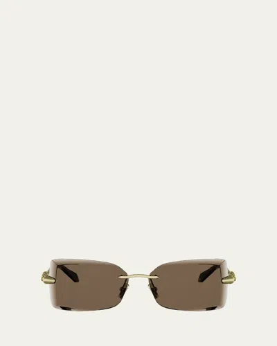Bvlgari Serpenti 62mm Metal Rectangular Sunglasses In Orange