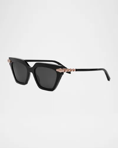 Bvlgari Serpenti Acetate & Nylon Cat-eye Sunglasses In Shiny Black  Smoke