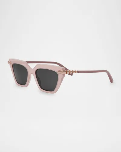 Bvlgari Serpenti Acetate & Nylon Cat-eye Sunglasses In Shiny Pink Gradient Smoke