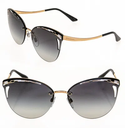 Pre-owned Bvlgari Serpenti Bv6110 Rose Gold Black Snake Scales Metal Sunglasses 6110 In Gray