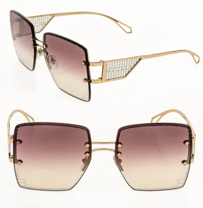 Pre-owned Bvlgari Serpenti Bv6178 Rose Gold Red Mesh Metal Scales Oversized Sunglass 6178 In Brown