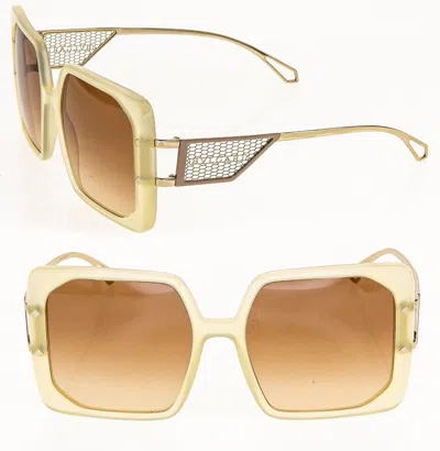 Pre-owned Bvlgari Serpenti Bv8254 Opal Gold Mesh Metal Scales Oversized Sunglass 8254 In Brown