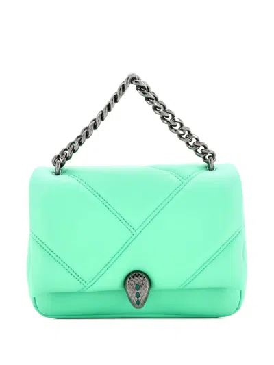 Pre-owned Bvlgari Serpenti Cabochon Messenger Bag Diagonal Quilted Leather Mini Shoulder Bag In Green