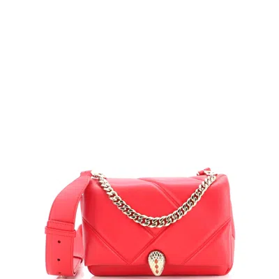 Bvlgari Serpenti Cabochon Messenger Bag Diagonal Quilted Leather Small In Red