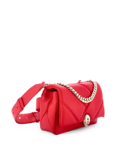 Pre-owned Bvlgari Serpenti Cabochon Messenger Bag Diagonal Quilted Leather Small Crossbody Bag In Red