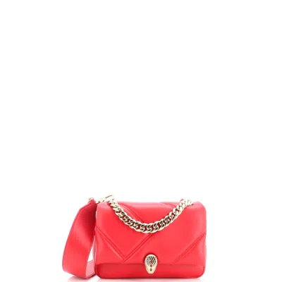 Bvlgari Serpenti Cabochon Shoulder Bag Diagonal Quilted Leather Mini In Red