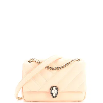 Bvlgari Serpenti Cabochon Shoulder Bag Diagonal Quilted Leather Small In White