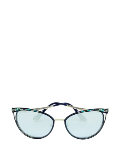 Pre-owned Bvlgari Serpenti Cat-eye Sunglasses In Blue