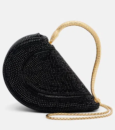 Bvlgari Serpenti Cuore 1968 Small Suede Tote Bag In Black