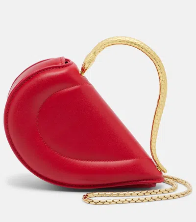 Bvlgari Serpenti Cuoricino Mini Leather Top-handle Bag In Red