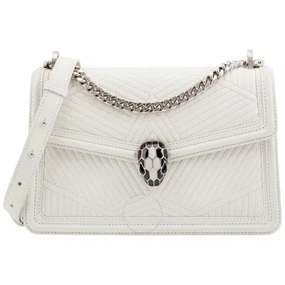 Bvlgari Serpenti Diamond Blast Shoulder Bag- White Agate