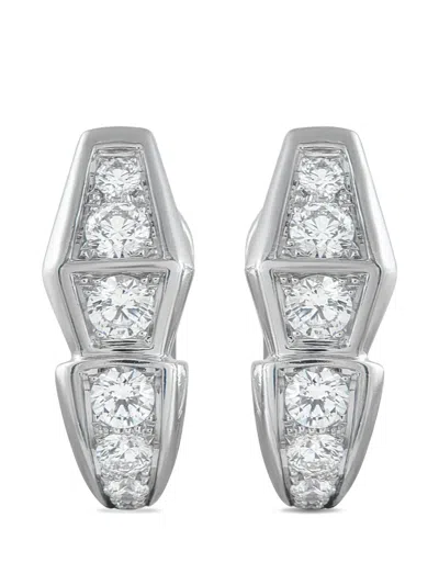 Pre-owned Bvlgari Serpenti Diamond Earrings In Silver