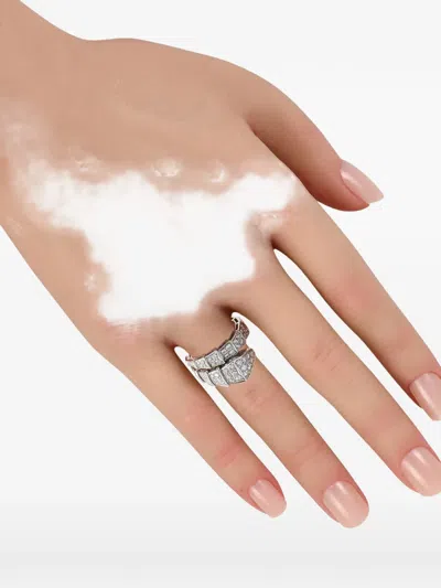 Pre-owned Bvlgari Serpenti Diamond Ring In Silver