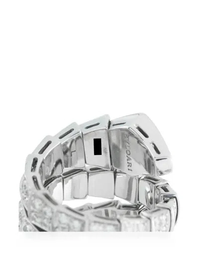 Pre-owned Bvlgari Serpenti Diamond Ring In Silver
