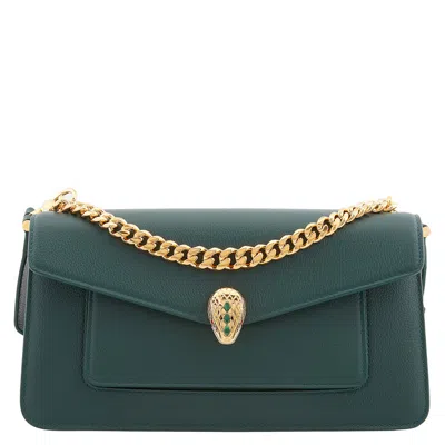 Bvlgari Serpenti East-west Maxi Chain Shoulder Bag In Green