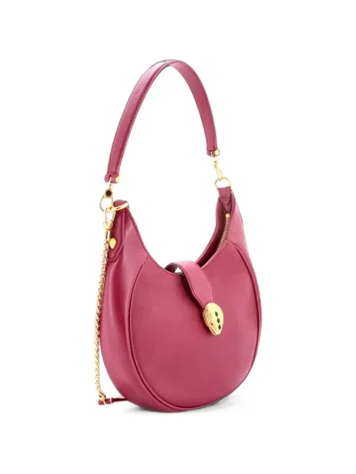 Pre-owned Bvlgari Serpenti Ellipse Crossbody Bag Leather Medium Shoulder Bag In Purple