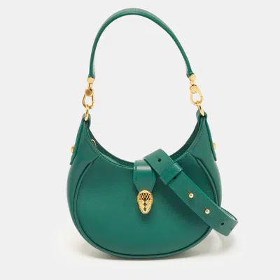 Pre-owned Bvlgari Serpenti Ellipse Green Leather Crossbody Bag