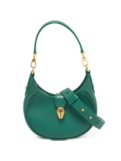 Pre-owned Bvlgari Serpenti Ellipse Leather Mini Bag In Green