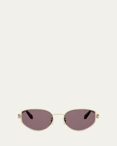 Bvlgari Serpenti Forever 55mm Metal Oval Sunglasses In Gold