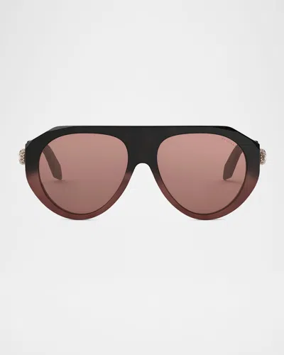 Bvlgari Serpenti Forever Acetate Aviator Sunglasses In Havanaother Bordeaux