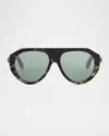 Bvlgari Serpenti Forever Acetate Aviator Sunglasses In Havanaother Green