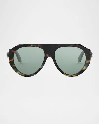 Bvlgari Serpenti Forever Acetate Aviator Sunglasses In Havanaother Green