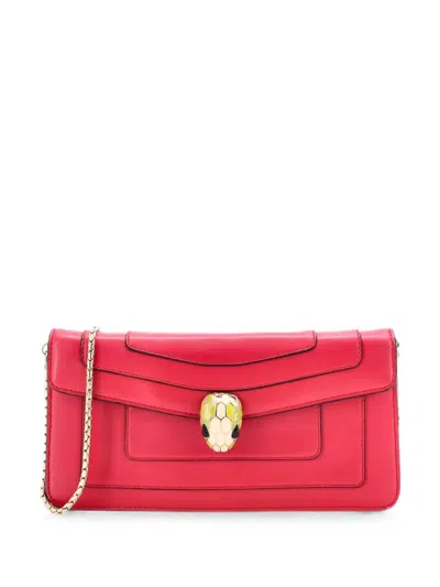 Pre-owned Bvlgari Serpenti Forever Chain Clutch Leather Shoulder Bag In Pink