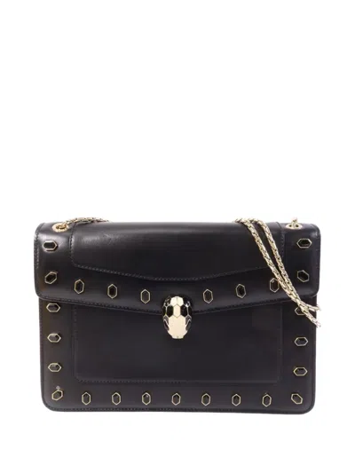 Pre-owned Bvlgari Serpenti Forever Chain Shoulder Bag In Black