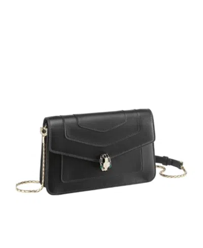 Bvlgari Womens Black Serpenti Forever Leather Cross-body Bag