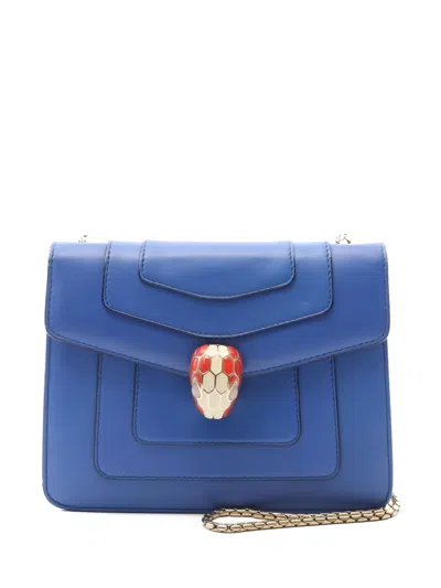 Pre-owned Bvlgari Serpenti Forever Chain-strap Shatchel Bag In Blue