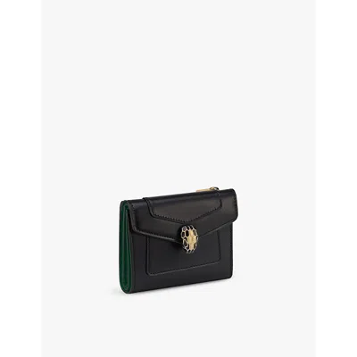 Bvlgari Womens Black Serpenti Forever Compact Leather Wallet