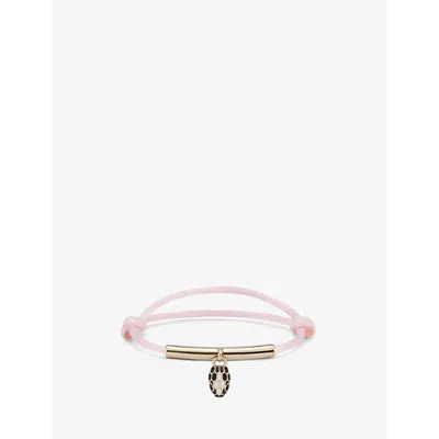 Bvlgari Serpenti Forever Cord, Brass, Agate And Enamel Bracelet In Pink Medium