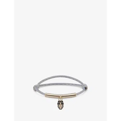 Bvlgari Mens Silver Serpenti Forever Cord, Brass, Agate And Enamel Bracelet