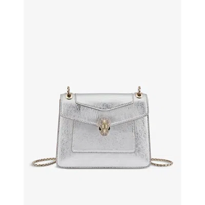 Bvlgari Womens Silver Serpenti Forever Day-to-night Small Stud-embellished Leather Shoulder Bag