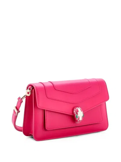 Pre-owned Bvlgari Serpenti Forever East West Leather Small Shoulder Bag In Pink
