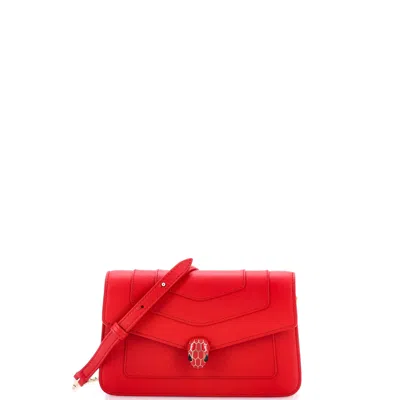 Bvlgari Serpenti Forever East West Shoulder Bag Leather Small In Red