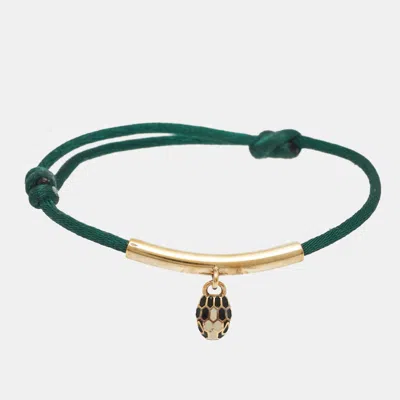 Pre-owned Bvlgari Serpenti Forever Enamel Gold Tone Cord Bracelet