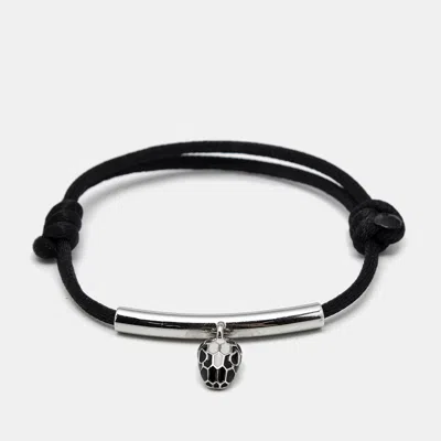 Pre-owned Bvlgari Serpenti Forever Enamel Silver Tone Cord Bracelet