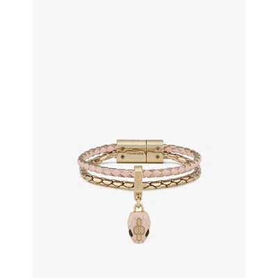 Bvlgari Serpenti Forever Extra-small Brass, Leather And Quartz Charm Bracelet In Pink Medium