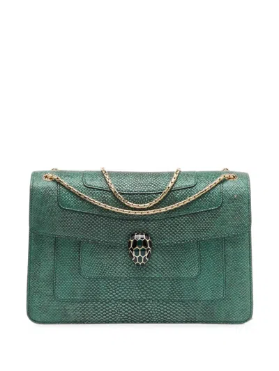 Pre-owned Bvlgari Serpenti Forever Karung Shoulder Bag In Green