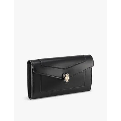 Bvlgari Womens Black Serpenti Forever Large Leather Wallet