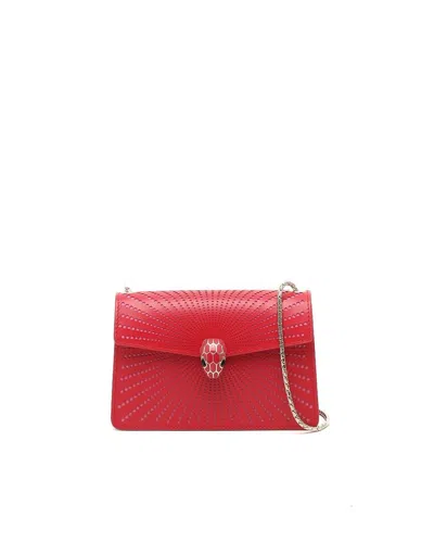 Bvlgari Serpenti Forever Laser Cut Shoulder Bag In Red