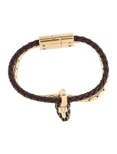 Pre-owned Bvlgari Serpenti Forever Leather Bracelet, 6" In Multi
